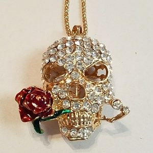 Very unique full Crystal Skull necklace